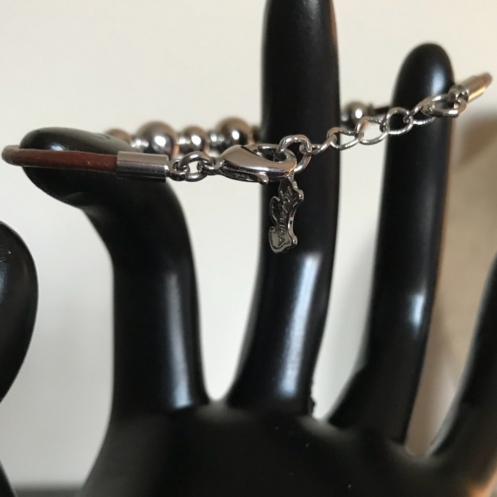 Agatha Paris Brown Leather & Silver Bead Bracelet - Picture 3 of 5